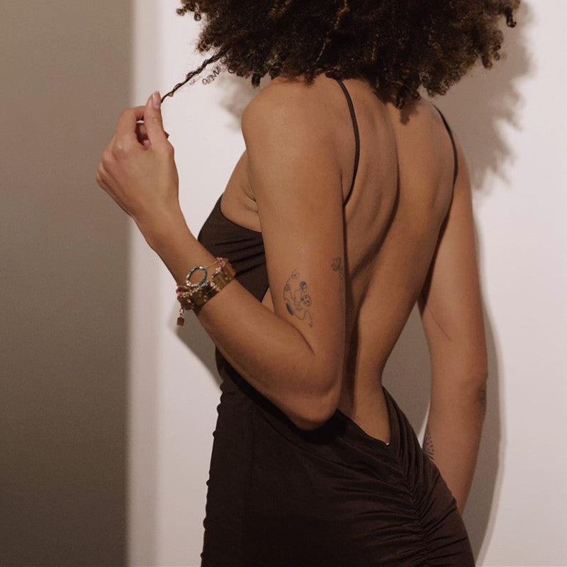 Mira Dress – Open Back Satin Midi